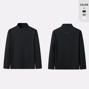 Venta al por mayor Casual hombres transpirable manga larga 1/4 cremallera deportes gimnasio camiseta atlética deporte camisetas entrenamiento para hombres - Product Image 2