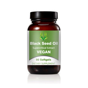 Complément alimentaire végétalien à base de cumin noir biologique en capsules molles, à marque privée, riche en thymoquinone, antioxydant, soutien articulaire, noir - Product Image 1