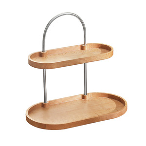 ริปายชั้นวางของไม้สองชั้นสไตล์ญี่ปุ่นสำหรับเครื่องสำอางและชั้นวางโชว์เครื่องประดับสีธรรมชาติ 32.9x17.9x30.2 ซม. - Product Image 2