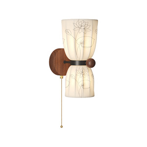Lámpara de pared de estilo chino con pantalla de tela, control de interruptor Led E27 para sala de estar, dormitorio, pasillo - Product Image 3