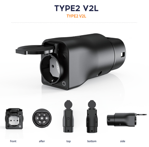 อะแดปเตอร์ปล่อยไฟฟ้าแบบ Type 2 V2L สำหรับรถยนต์ยุโรป รุ่น ID3 Model Y Skoda Q4 IX1 I4 <span class=keywords><strong>5</strong></span> E-Tech Kona BYD MG EX30 ราคาส่งจากโรงงาน - Product Image 1