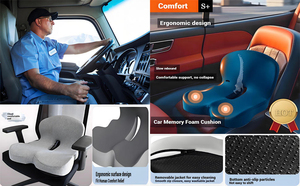 <span class=keywords><strong>Coussin</strong></span> de siège de camionneur Now Trucker Seat Cushion 1 en mousse à mémoire de forme, fermeté moyenne, soutien <span class=keywords><strong>lombaire</strong></span>, soulagement des douleurs dorsales, soutien des hanches, ajustement universel - Product Image 6