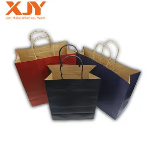 XJY अंडरवियर टीशर्ट कपड़े पैकिंग के साथ कस्टम लोगो मुद्रण योग्य पुन: प्रयोज्य शॉपिंग पेपर बैग संभाल