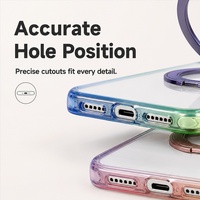 Coque de téléphone magnétique à dégradé avec support transparent et protection caméra C0288 pour iPhone 17 Air 16 15 14 13 12 11 18 Pro Max