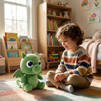 Peluche Électronique Interactive Dragon à Réponse Vocale, Cadeau Adorable pour les Fêtes, Animal en Peluche IA, Vert, Sans Toxines, Idée Boîte Surprise, Personnalisation en Gros