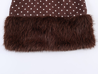 Robe courte décontractée à manches longues pour femmes, couleur marron, imprimé à pois, patchwork en fausse fourrure, design tendance