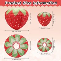 Lanternes 3D rouges et roses en forme de fraises, lanternes en papier sur le thème des fraises, lanternes artisanales pour la décoration de fête d'anniversaire