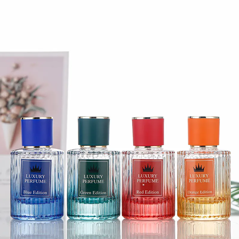 50ML Luxury perfume glass bottle cosmetic packaging cylinder glass perfume sample bottle atomizer spray