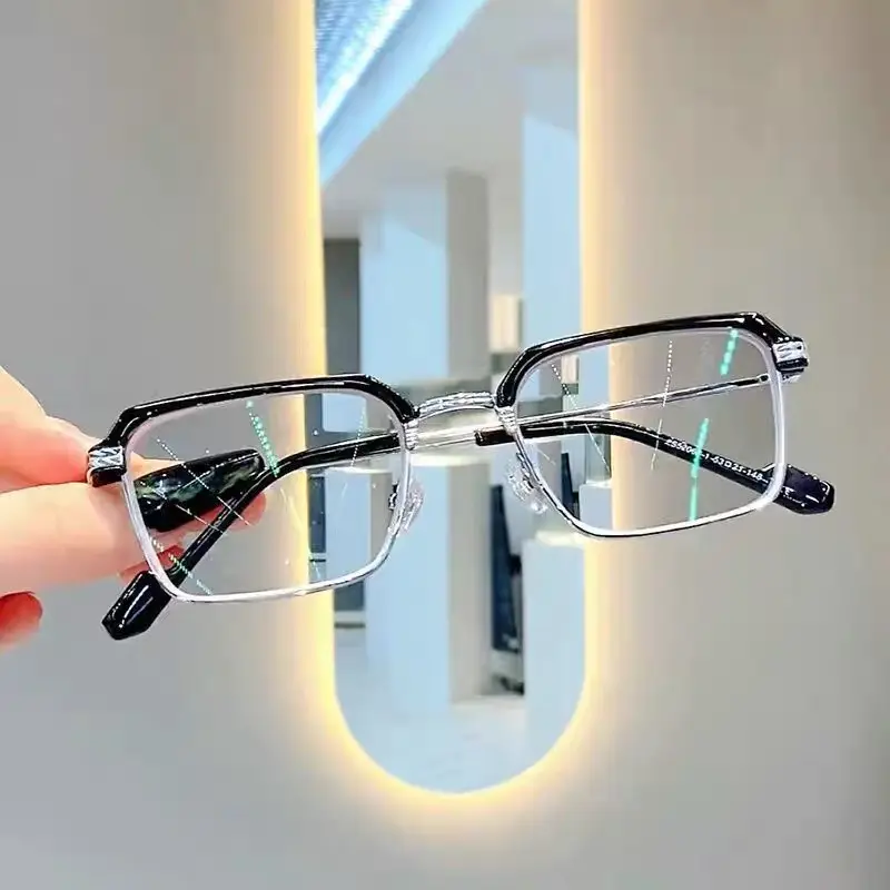 Nouveau à la mode unisexe carré en métal de haute qualité lunettes filtre de lumière bleue lunettes de lecture montures de lunettes personnalisées pour hommes