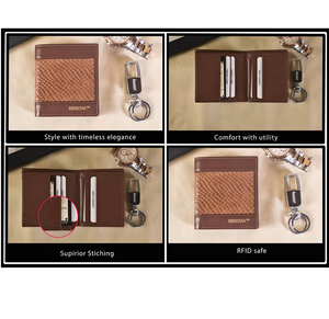 Portefeuille classique en cuir véritable pour hommes, porte-cartes sécurisé RFID, portefeuille compact pour l'argent, accessoire de mode - Product Image 2