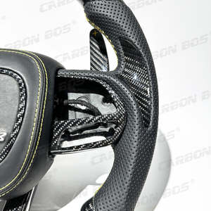 Volant en fibre de carbone forgé à fond plat, compatible avec <span class=keywords><strong>Dodge</strong></span> Challenger, Charger RT, <span class=keywords><strong>Durango</strong></span>, <span class=keywords><strong>SRT</strong></span> Hellcat, Jeep Cherokee - Product Image 3