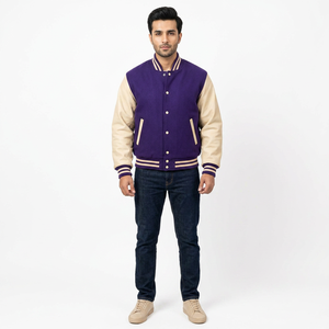 Chaqueta de Béisbol Varsity de Invierno para Hombre, de Alta Calidad, con Cuello Alto, Bordado con el Logotipo de la Universidad, Transpirable - Product Image 1
