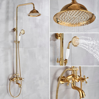 Système de douche à effet pluie vintage haut de gamme STOCCO, ensemble de douche mural en or brossé de luxe pour suites d'hôtel et rénovations de villas