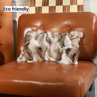 Coussin décoratif haut de gamme en fourrure de renard brun, doux pour la peau, pour le soutien lombaire