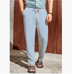New Men's Cotton and <strong>Linen</strong> <strong>Pants</strong> Breathable Light Casual <strong>Pants</strong> Comfortable Straight <strong>Drawstring</strong> <strong>Pants</strong> Manufacturer Wholesale - Product Image 6