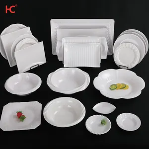 Wholesale price custom round plain white unbreakable plastic tableware melamine plates for restaurant