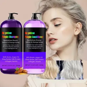 OEM Professional Hair Shiny Color Care Silver Repairing Anti Brass Silver Hair Loss No Yellow Purple Shampoo And Conditioner