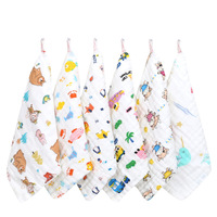 Six-layer Pure Cotton Square High-Density Printed Cartoon Infant Toddler Face & Hand Towel Plain Weave Multi-size Model 108