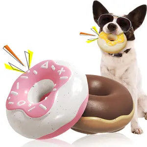 Custom Teeth Grinding Teeth Cleaning Sound Making Donut Dog Toy Pet Interactive Toy Funny Giggle Sounds