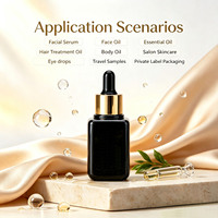 Flacon compte-gouttes carré en verre noir de 30 ml, flacon de sérum en verre vide anti-UV, flacon d'huile essentielle rechargeable et étanche