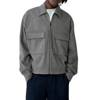 Blouson Bomber Homme Vintage Ample et Oversize avec Fermeture Éclair sur la Poche Avant, Personnalisé OEM, Enduit, Coupe-Vent, Imperméable, Décontracté, Grandes Tailles