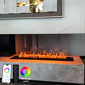 Indoor space 3d realistic real flame log built in atomization steam infrared heating water vapor electric fireplace with remote