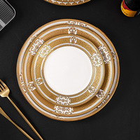 Assiette de service de luxe légère pour gâteaux et desserts, en céramique britannique à bord doré, pour la présentation de banquets, assiette à noix, vaisselle de table, assiette de service à domicile