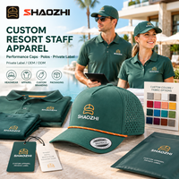 Casquette de performance pour uniforme d'hôtellerie, personnalisée, 5 panneaux, découpée au laser, respirante, résistante à l'eau, avec logo brodé, pour personnel d'hôtel