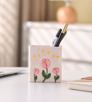 Boîte de rangement rectangulaire en céramique faite à la main avec un design multifonctionnel, porte-stylos créatif pour bureau et organisateur moderne pour la maison et le bureau
