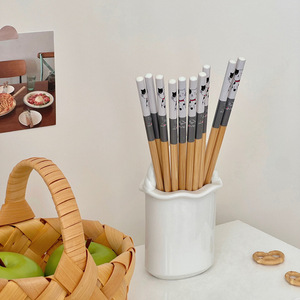 Yuanjin – baguettes en bambou, 10 pièces, design chaton de dessin animé, bambou naturel Nan, antidérapantes, durables, pour usage domestique - Product Image 2
