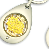 Porte-clés jeton de chariot de courses personnalisé en métal argenté avec sangle en cuir – Cadeau promotionnel pour supermarchés