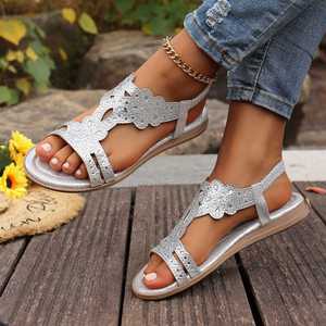 Sandales décontractées confortables à plateforme compensée pour femmes, respirantes, avec semelle extérieure en caoutchouc, idéales pour l'été, l'extérieur et l'intérieur - Product Image 2