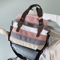 Sac à bandoulière vintage 2025 pour femme, style bohème, en toile, décontracté, grande capacité, fourre-tout, design color-block, fermeture éclair, été