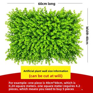 Parete Vegetale Artificiale con Piante Verdi e Sfondo Rosso, Decorazione in Plastica Effetto Prato per Ingresso, Stile Semplice - Product Image 5