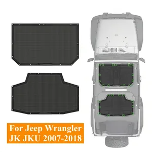 Ovovvs 2 BH sarung pelindung matahari halus, penutup atas jaring depan belakang UV untuk Jeep Wrangler 4-pintu JKU JK 2007-2018