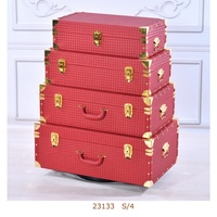 Ensemble de 4 boîtes de rangement en PU, forme rectangulaire, avec verrous d'angle en métal, pour l'organisation de la maison