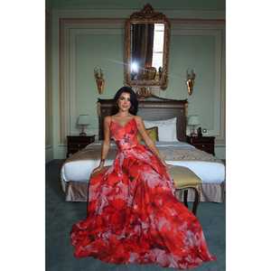 Robe de soirée longue rouge Sisu, style robe de bal, avec paillettes et perles, taille empire, robe de soirée formelle - Taille XS - Product Image 5