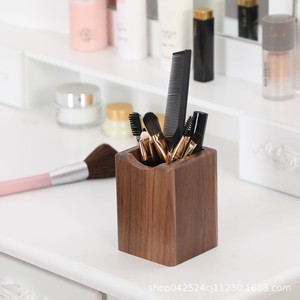Black Walnut <b>Wood</b> Pen Holder Square <b>Solid</b> <b>Wood</b> Office <b>Desk</b> Storage Ornament Antique Style Creative - Product Image 4