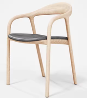 Chaise de bar à café en bois massif naturel JP, chaise de salle à manger en bois massif, chaise de salle à manger