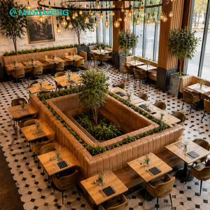 MINGMENG <b>Restaurant</b> Furniture <b>Set</b> Wooden Table Fabric Booth Contemporary Design for Cafe Dining Area - Product Image 2