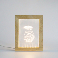 Lampe de nuit LED 3D à illusion d'optique personnalisée avec impression UV, cadre photo en acrylique DIY avec base en bois massif et acier inoxydable