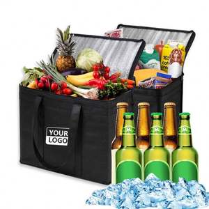 Sac isotherme réutilisable en tissu non tissé avec film aluminium, personnalisé, écologique, pour le shopping et le camping, avec fermeture éclair - Product Image 1