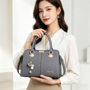 Stylish PU Leather Ladies Shoulder <b>Bag</b> <b>Charm</b> Pendant Classic Top Handle Tote <b>Bag</b> For Work Shopping Events - Product Image 6