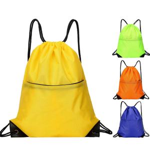 Unisex 210D Polyester Drawstring <b>Backpack</b> Custom Printed Logo Gym Yoga Outdoor Sports Bag Supplier's Foldable String Bag - Product Image 1