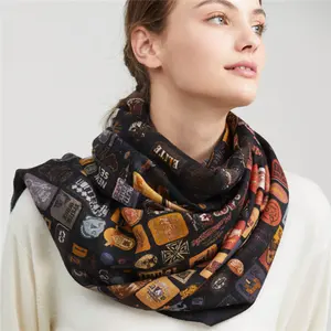 200*70cm Neuf Mercerisé Coton Imprimé Mode Rue Châle Hiver Femmes Accessoires Scarfves Foulard