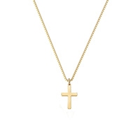 Collar con Colgante de Cruz de Acero Inoxidable 304, Chapado en Oro Real de 18K, Resistente al Deslustre, Cadena de Keel, Collar con Forma de Cruz