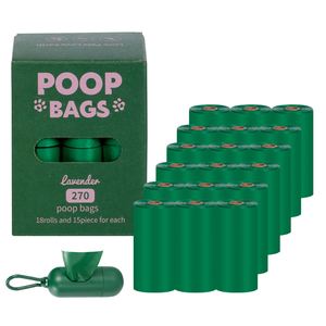Nouveaux sacs à déjections canines biodégradables, anti-fuites, extra épais, parfum lavande, fabriqués sur mesure par le fabricant, 270 unités - Product Image 1