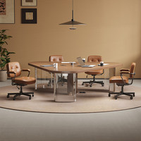 HYZ-250X Table de conférence Jizeng en bois massif de forme irrégulière pour 6 personnes, luxe léger, haut de gamme, pour réceptions
