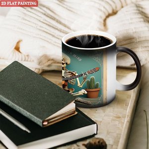 Mug noir mat givré 11oz en céramique sensible à la chaleur, tasse à boire quotidienne pour le bureau - Product Image 3