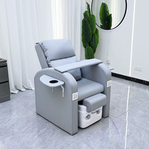 Fauteuil de pédicure électrique gris inclinable pour salon de manucure et spa avec porte-gobelet pour bain de pieds - Product Image 5